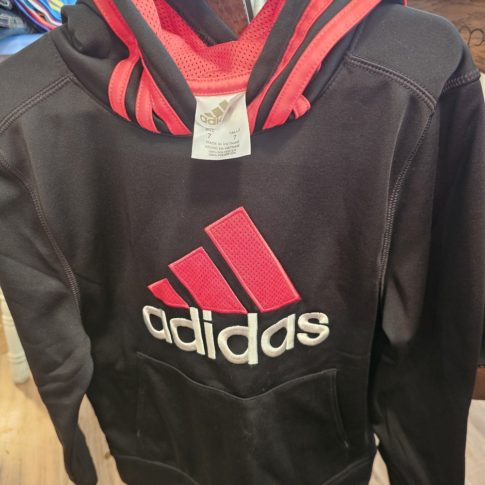 Adidas Black Hoodie with Red Highlights